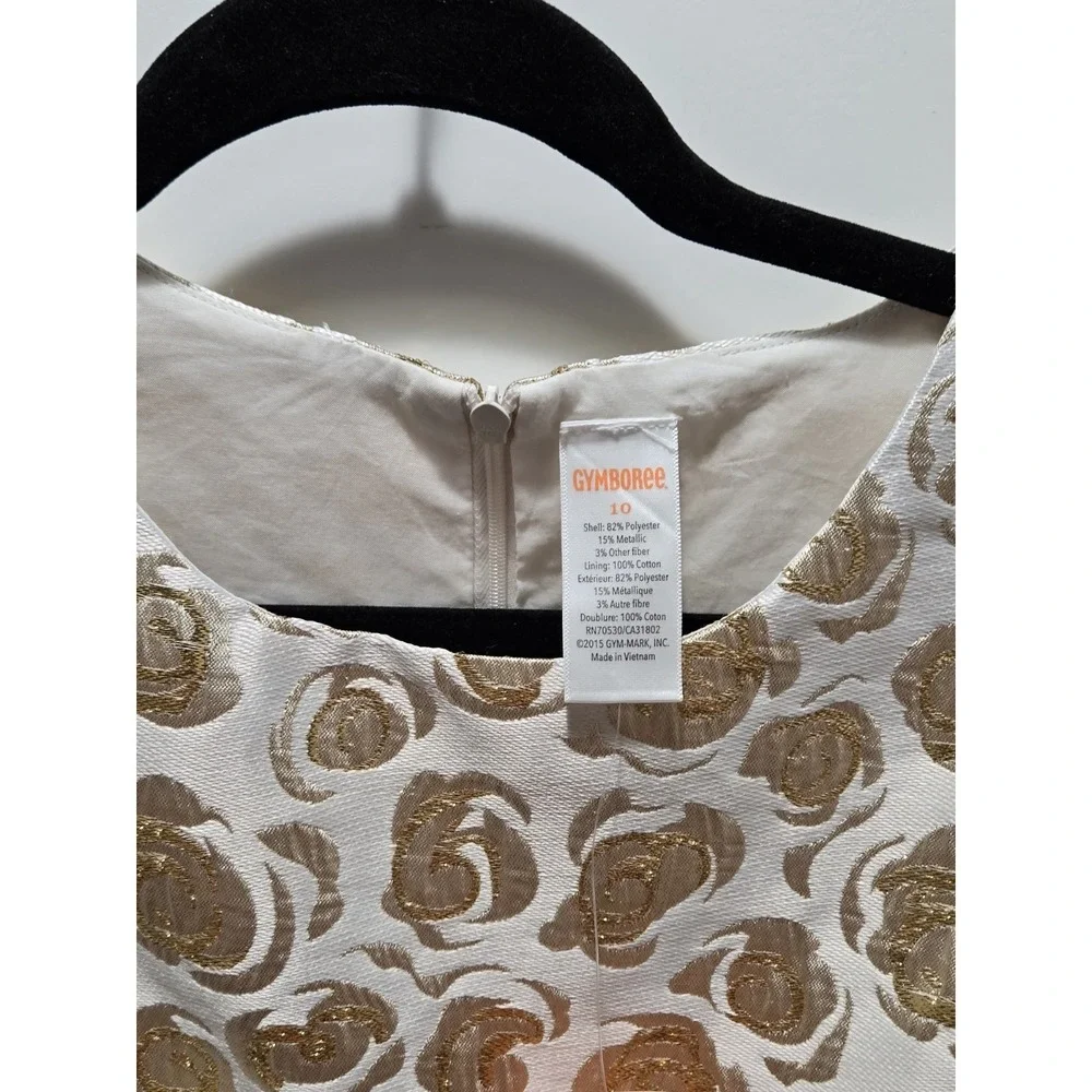 Gymboree Girls 10 Savanna Party Metallic Gold Rose Jacquard Dress NWT